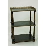 A 19th Century Boulle type ebonised and ormolu mounted three tier Whatnot, of low proportions,