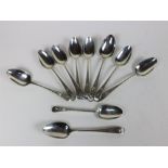 Five pairs of Irish Georgian bright cut silver Table Spoons, Dublin c.