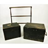 A good solid 19th Century wooden Trunk, with iron banding,