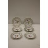 A set of 6 attractive hand painted floral decorated Plates, Dresden,