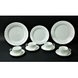 A white Wedgwood bone china Hotel Service, comprising cups, saucers, dinner plates, side plates,