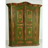 An attractive 19th Century Continental (probably Swedish) carved and hand painted Wardrobe,