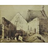 19th Century Irish School - Bartlett Drawings: "The Abbey of Holy Cross," fine watercolour,