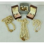 A collection of various sized pearl Ear-Rings, (pinch & clasp),