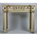 An attractive painted and parcel gilt wooden Fireplace,