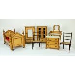 An unusual suite of late 19th Century Children's Furniture, large bed, two wardrobes,