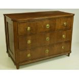 A 19th Century Continental mahogany and walnut Chest of drawers, with canted corners,