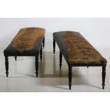 An unusual pair of 19th Century large mahogany framed Gallery Benches,