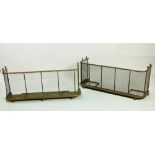 An almost matching pair of Victorian brass Fender/Fire Guards, with brass trellis or grill fronts,