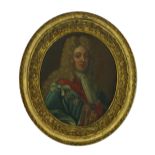 18th Century English School - After Wishy A fine oval "Portrait of a Gentleman with white wig,