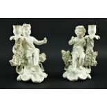 A pair of Derby Blanc-de-Chine porcelain Figural Candlesticks, .