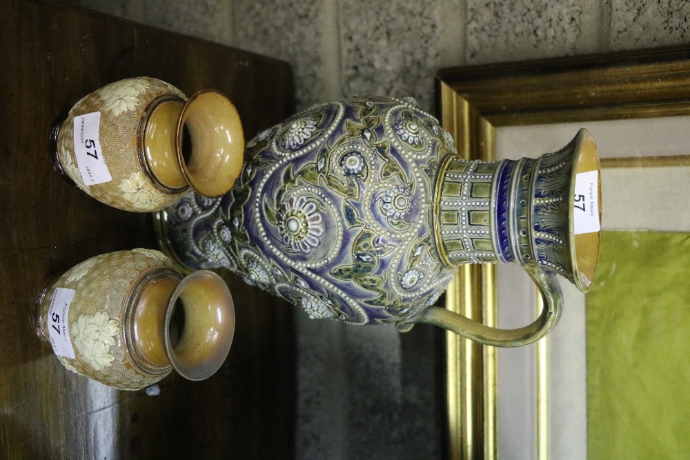 A good quality Doulton Lambeth Vase, 19th Century, with embossed floral decoration, - Image 2 of 8