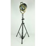A 19th Century Ships brass and steel Signal Light, on swivel mount with later tripod base,