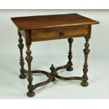An antique walnut Side Table, in the William and Mary style with turned legs,