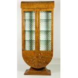 A fine quality Art Deco style domed top walnut Display Cabinet,