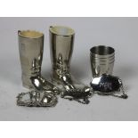 Silver & Plateware: A collection to include three silver Drink Labels (Vodka, Port, Courvoisier),