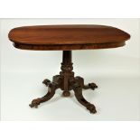 A fine quality 19th Century German mahogany Breakfast Table, the figural top on pillar support,