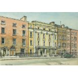 Muriel Morgan Watercolour: "Hume Street, Dublin 1983, showing Dublin Skin and Cancer Hospital,
