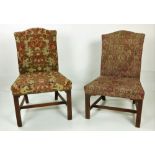 A 19th Century mahogany framed Side Chair, covered in green ground fabric with floral decoration,