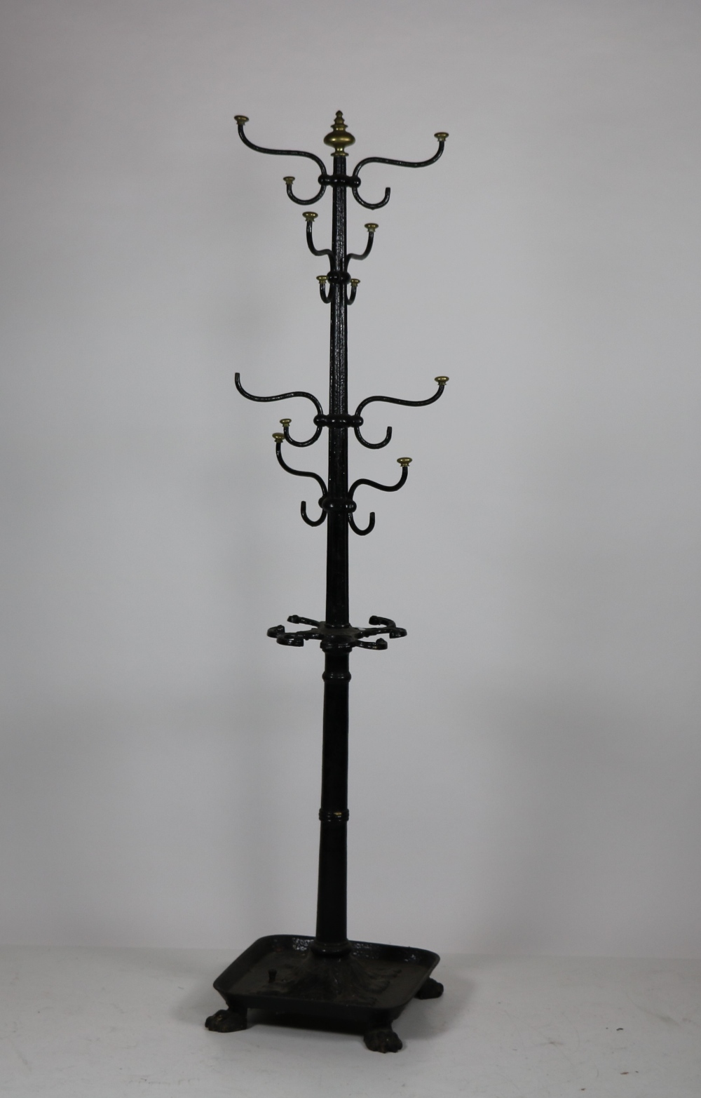 A Victorian brass mounted cast iron Hat, Stick & Coat Stand, probably Coalbrookdale,