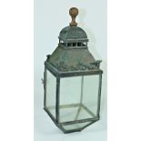 An unusual 19th Century copper framed large square Lantern,