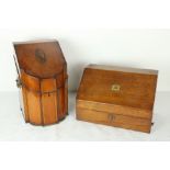 A 19th Century oak Stationery Box, containing seven compartments,