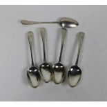 A set of 5, 18th Century Irish silver Table Spoons, with etched rims & attractive engraved crests,