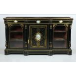 An exceptional 19th Century ebonised, brass mounted and brass inlaid Credenza,