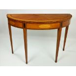 A fine quality 19th Century satinwood and mahogany demi-lune Table,
