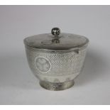 A large and attractive Chinese silver Bowl & Cover, apparently unmarked, the lid with peony finial,