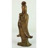 A 19th Century Oriental carved marble Female Figure, with etched decoration to reverse,
