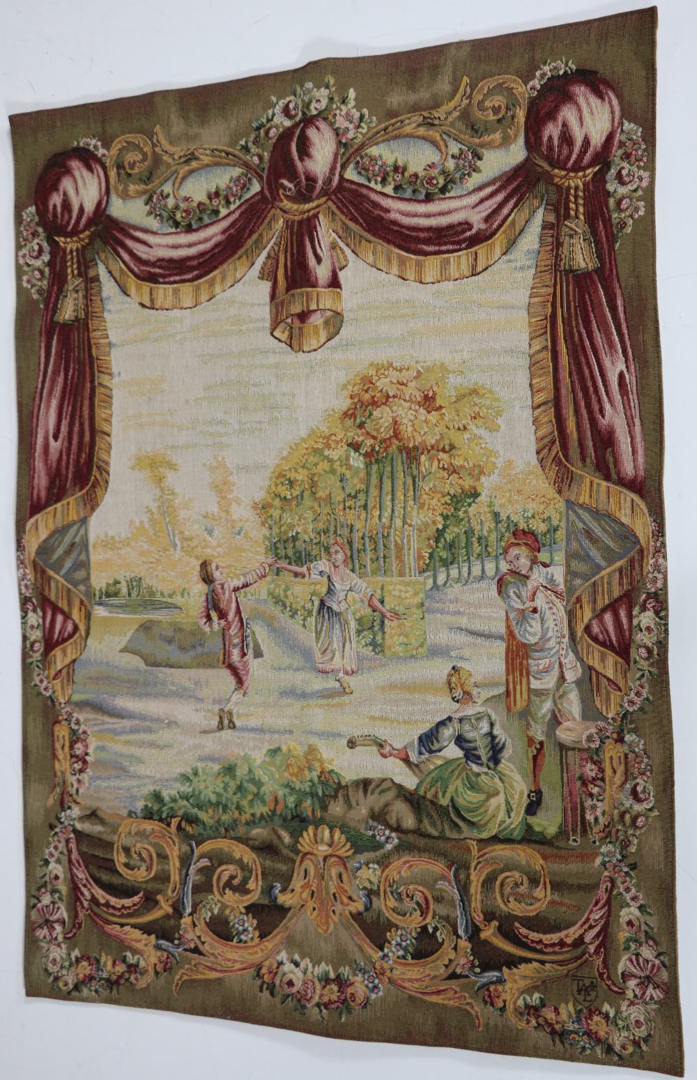 18th Century Style French Tapestry "Les Sonneurs," ( O.R.M. - Bild 2 aus 2