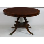 An attractive Regency period rosewood and satinwood banded circular Breakfast Table,