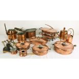 Copperware: Three Georg Jensen Design heavy copper Cooking Pots and cover,