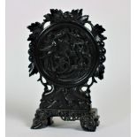 A very unusual Chinese carved black hard stone Table Screen,
