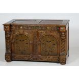 A carved and inlaid Coffer or lift top Chest, in the 18th Century style,