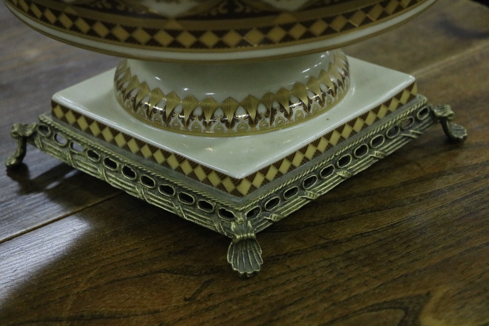 A late 19th Century porcelain and brass decorated Cornucopia, - Image 6 of 8