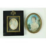 19th Century Irish School Miniatures: An oval miniature "Young Girl with low cut white dress,