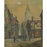 Alfred Montague (1832 - 1883) "Street Scenes Old Edinburgh," a pair, O.O.C.