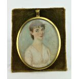 Anglo-Irish School Oval miniature Portrait "Hon.