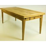A 19th Century French style draw leaf solid oak Refectory type Dining Table,