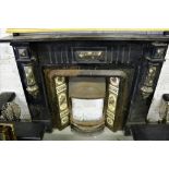 A late 19th Century polished slate and faux marble Mantelpiece,