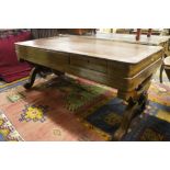 An unusual 19th Century mahogany Sofa Table, possibly Swedish, with leather inset top,