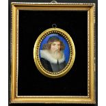 An early oval Portrait Miniature, "A 17th Century Gentleman,