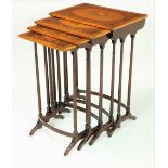 An attractive inlaid mahogany and satinwood Quartetto Set of Wine Tables,