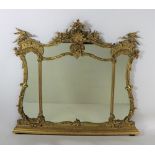 A very attractive late 19th Century gilt and gesso five compartment Mirror Overmantel,