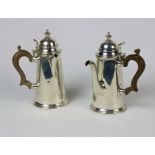 Two attractive Georgian style silver Coffee and Hot Water Pots, with side funnels,