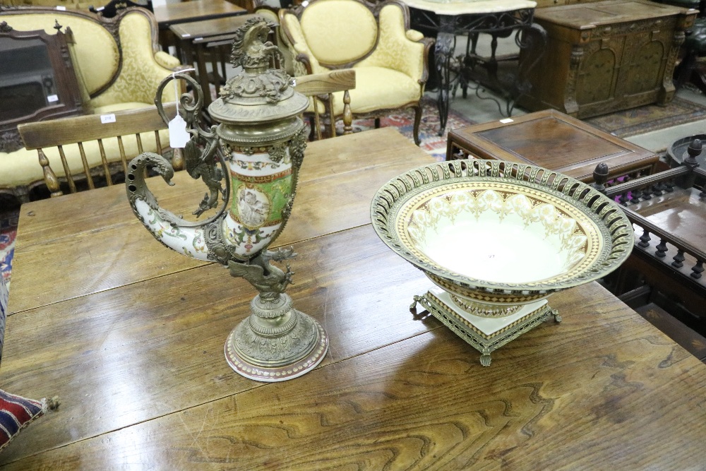 A late 19th Century porcelain and brass decorated Cornucopia, - Image 2 of 8