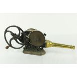 A 19th Century cast iron and brass mounted hard wood Wheel Bellows,