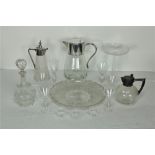 A large quantity of Glassware, including decanters, jugs, bowls, sherry glasses, wine glasses,